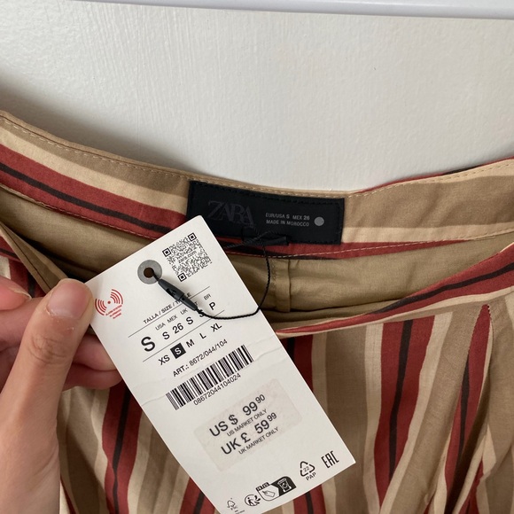 Zara mid-rise striped midi skirt Size S - Picture 4 of 4